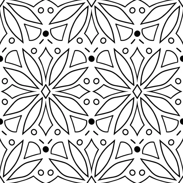 Textilposter Geo Flower Black and White