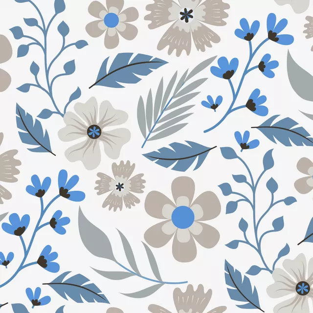 Bankauflage Scandi Flowers blue