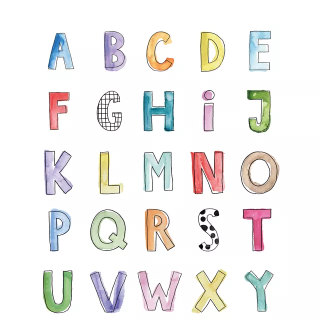 Kissen Wasserfarb-Alphabet ABC
