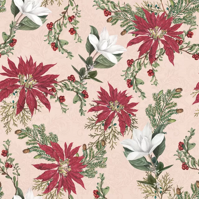 Servietten Christmas florals and holly I|