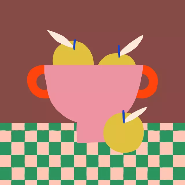 Tischset Pinke Obstschale mit Äpfeln