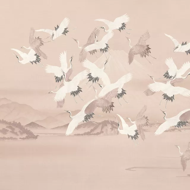 Kissen Japandi birds Terracotta