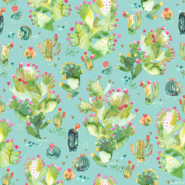 Kissen Western Succulent Cacti Blue