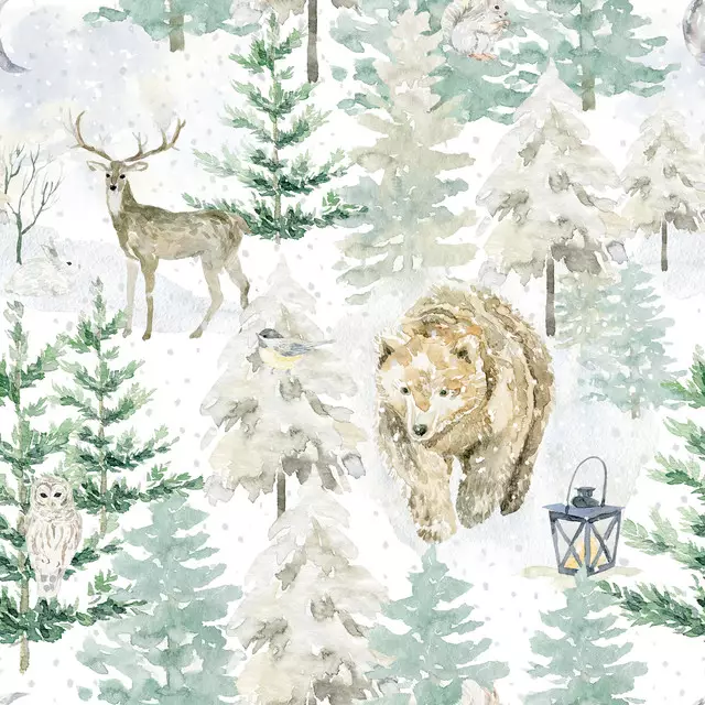 Sitzkissen Tiere im Winterwald