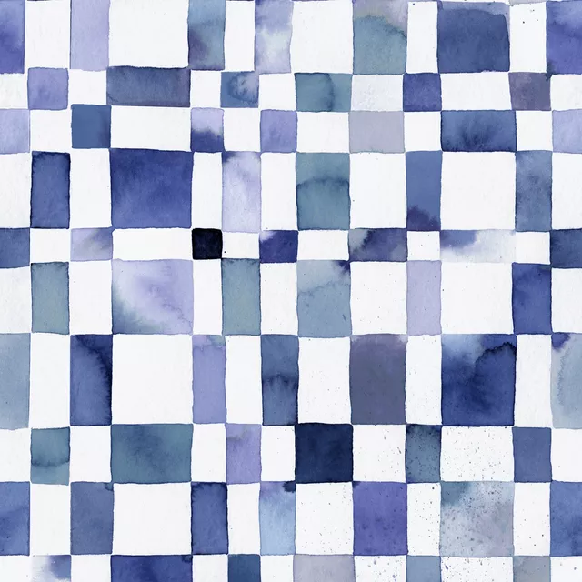 Kissen Watercolor Checker Indigo