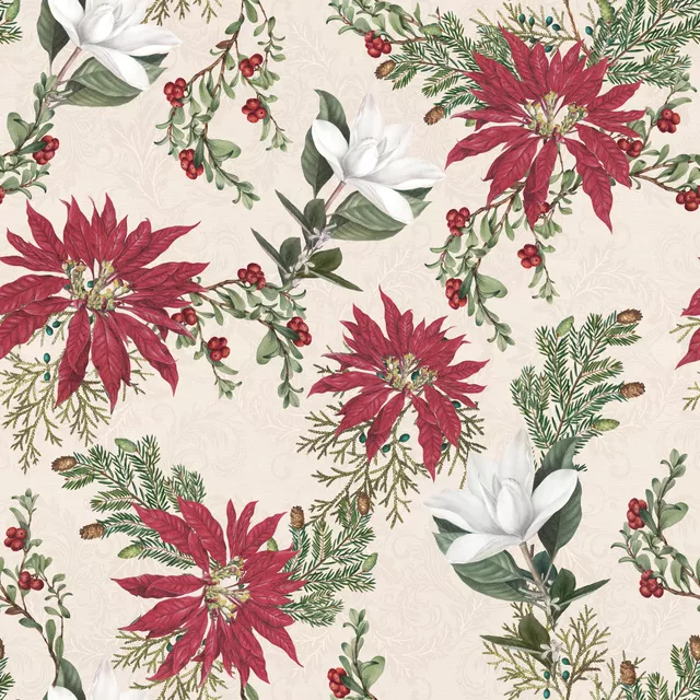Tischdecke Christmas florals and holly I