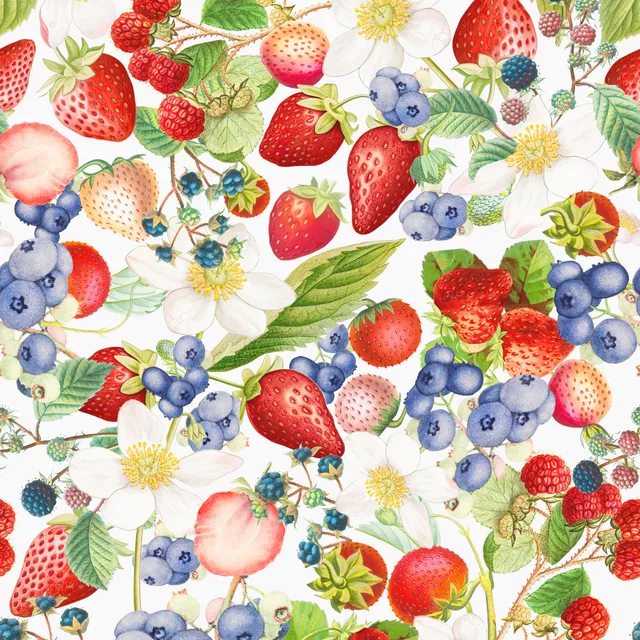Tischdecke Erdbeer und Blaubeer Garten