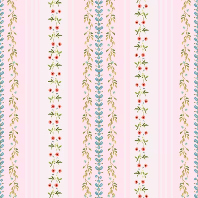 Dekovorhang Sommer Brise - floral Streifen