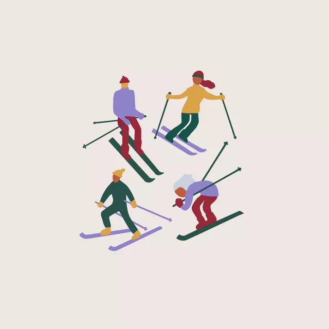 Geschirrtuch Skifahren 1