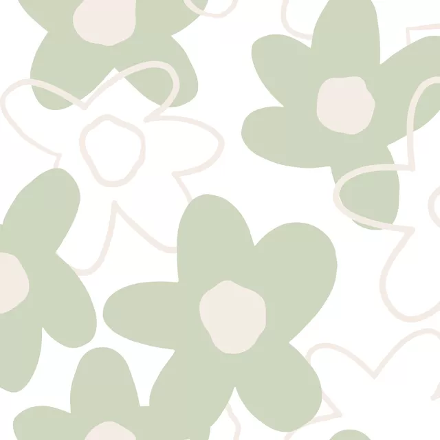 Dekovorhang Spring Flower Pattern grün