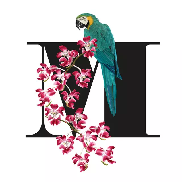 Kissen Botanical Alphabet M