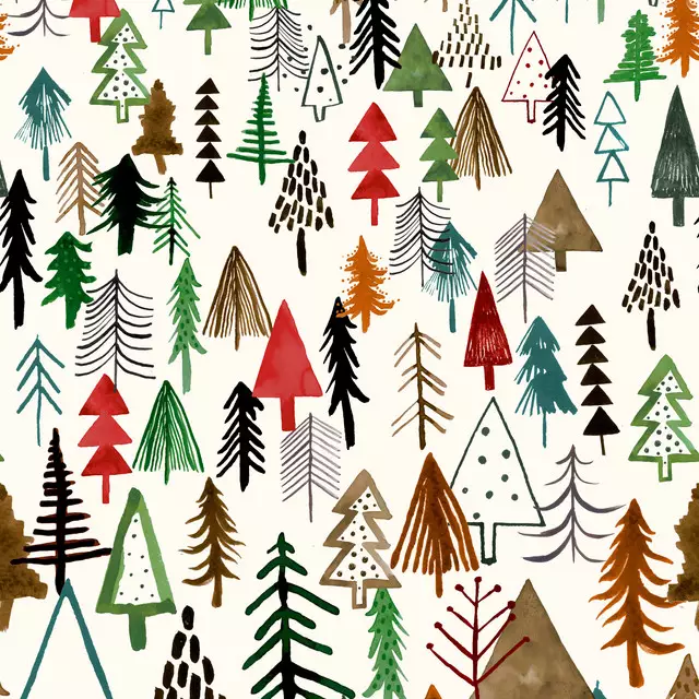 Dekovorhang Christmas Mountain Trees