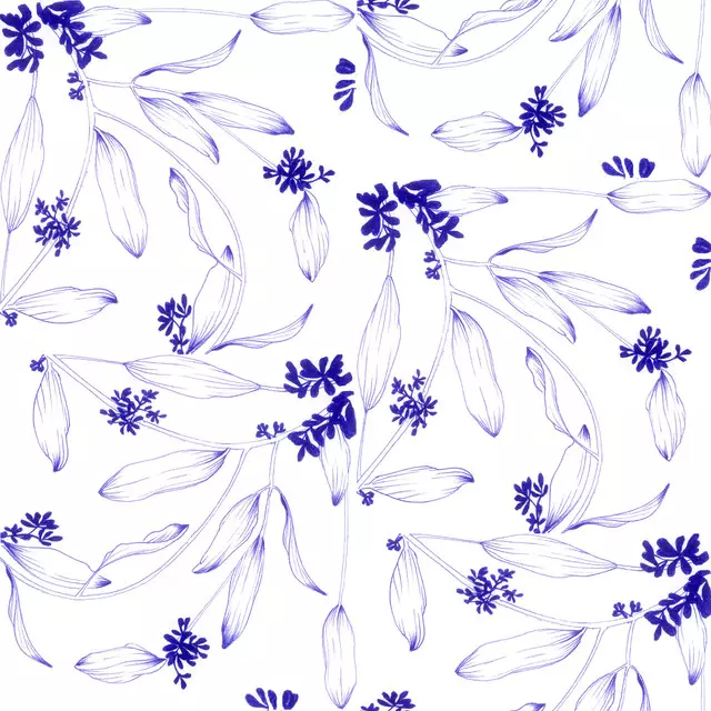 Sitzkissen Blue lily leaves
