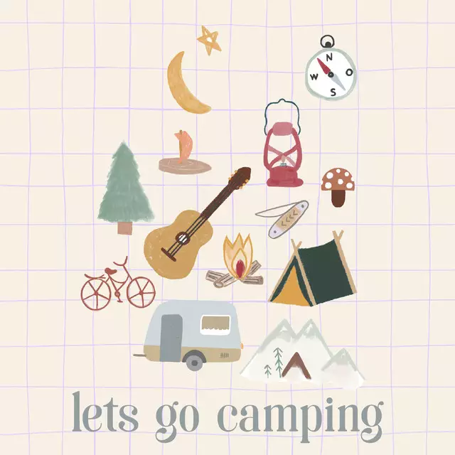 Geschirrtuch Lets go camping