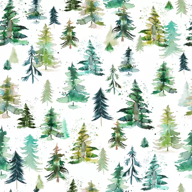 Kissen Watercolor pines and spruces