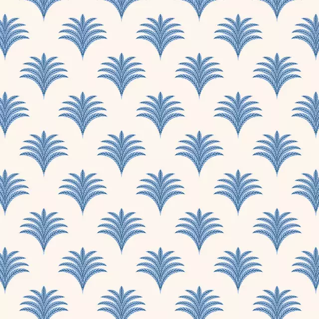 Tischset palm fans blue on cream