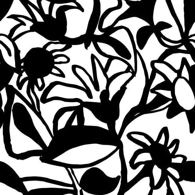 Kissen Floral black white