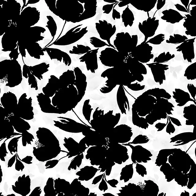 Bodenkissen Blumen schwarz weiß