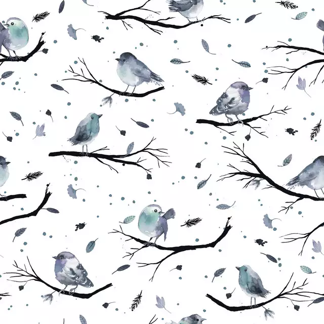 Bettwäsche Winter Bird Branches White