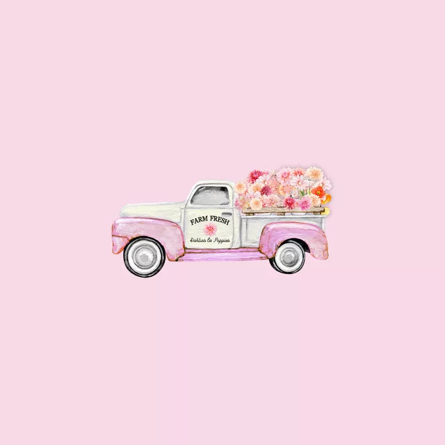 Kissen Cottage Summer Truck 1 Pink