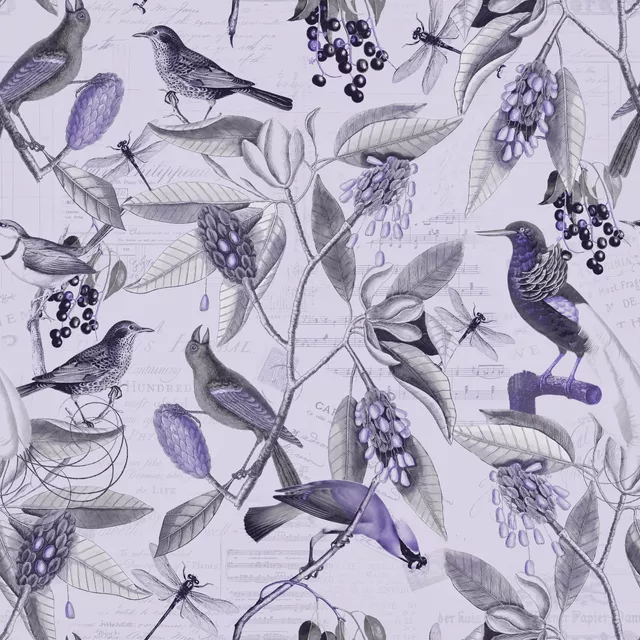 Kissen Nostalgic Magnolia Bird Purple