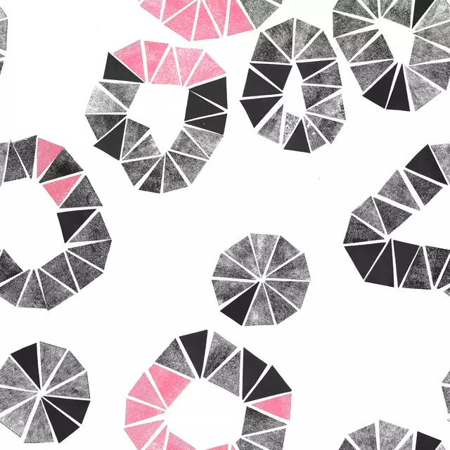 Bodenkissen Zigzag Circles Black + Pink