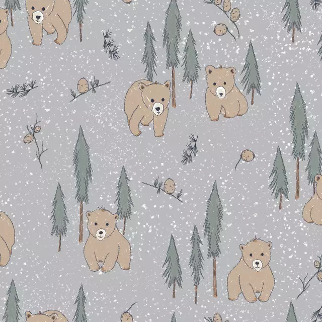 Servietten Kleine Bären im Wald grau