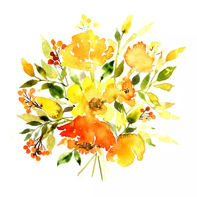 Kissen Blumenstrauß Gelb