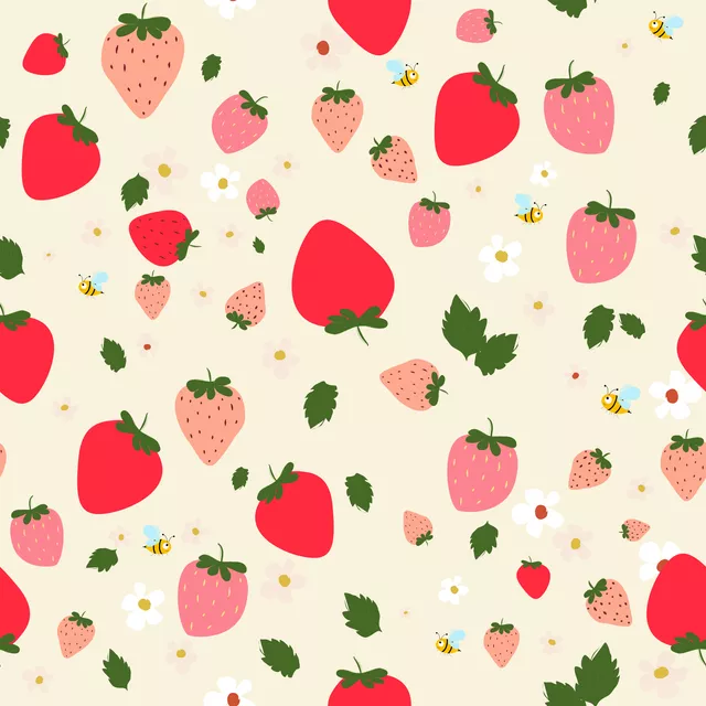Raffrollo Erdbeerliebe Vanille
