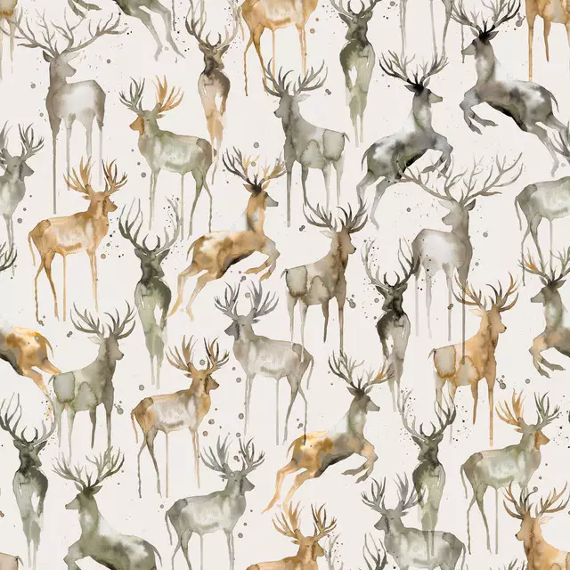 Tischdecke Watercolor Winter Deers Beige