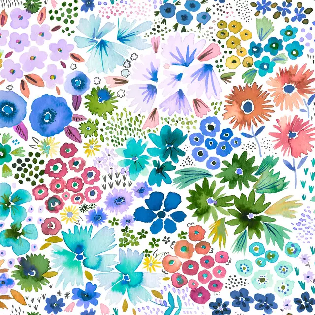 Textilposter Artful Spring Flowers Blue