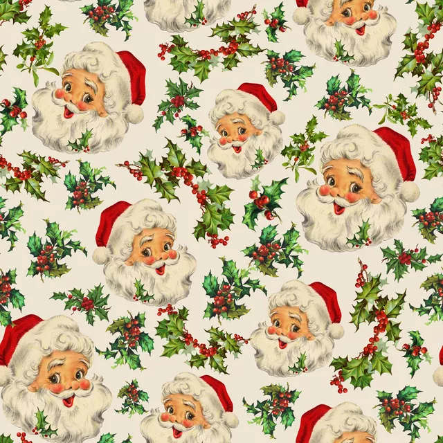 Textilposter Vintage Santa Claus beige
