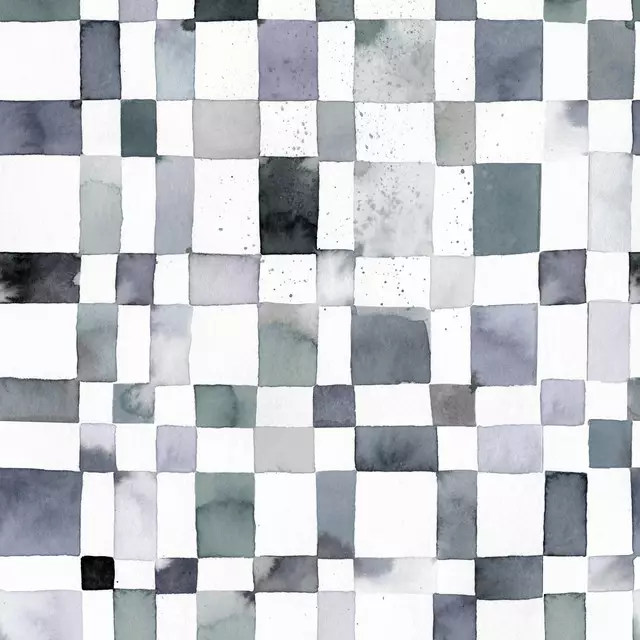 Dekovorhang Watercolor Checker Blue