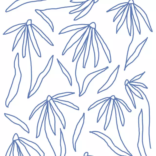 Kissen Blumen & Blätter Weiß Blau