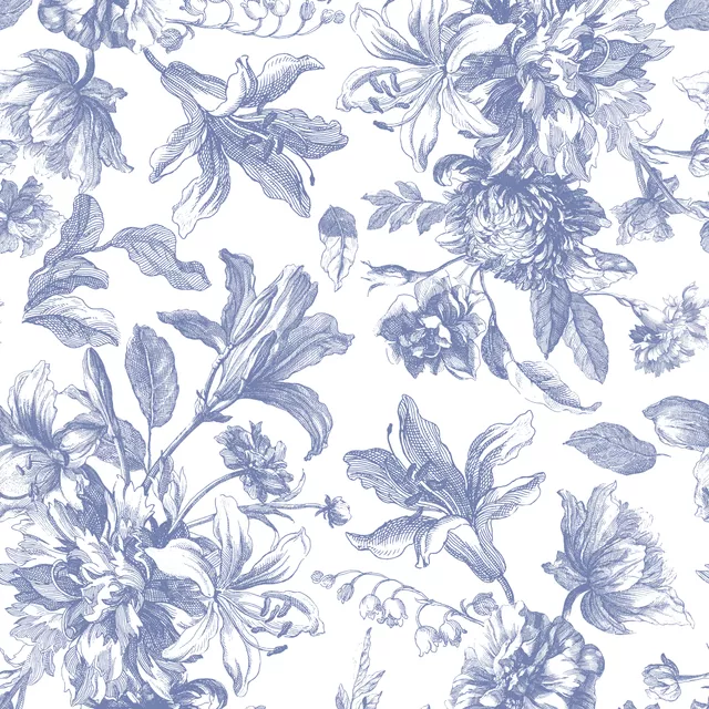 Kissen Blaue Blumen - Toile DeJouy