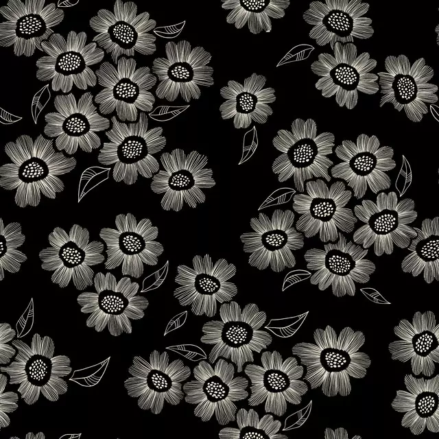 Bankauflage Line Art | Flowers | schwarz