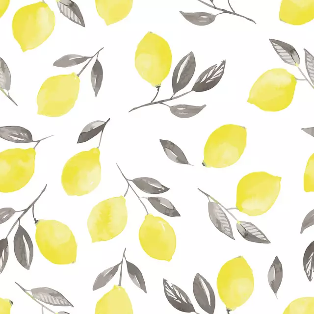 Kissen Zitronen Gelb-Grau