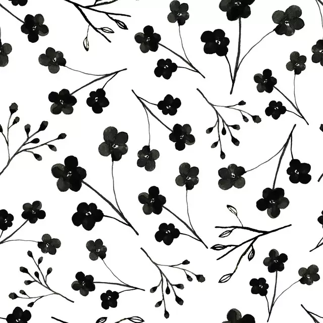 Bankauflage Blumen schwarz-weiß