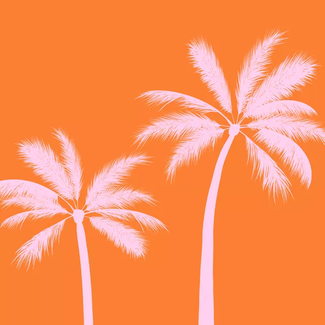 Kissen Tropical Palms sunrise orange