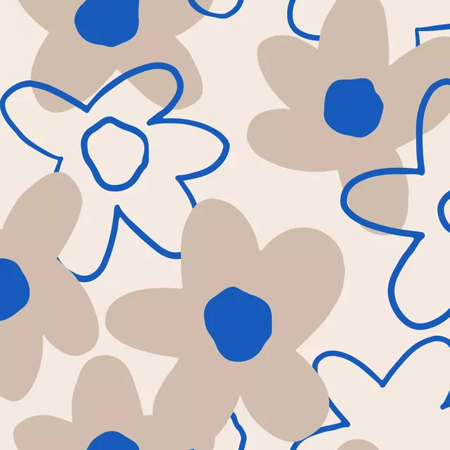 Kissen Spring Flower Pattern blau