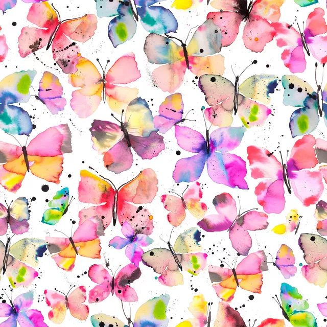 Flächenvorhang Aquarell Schmetterlinge Bunt