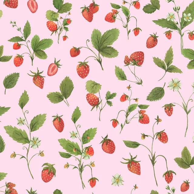 Tischdecke Wilde Erdbeeren auf pink