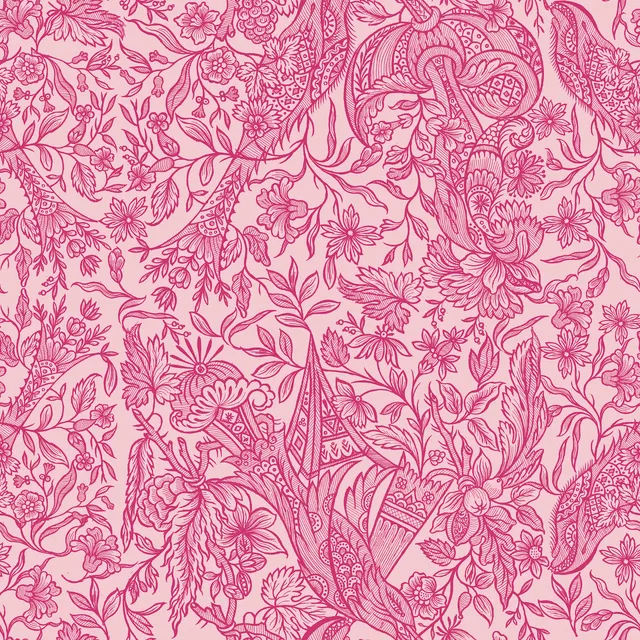 Flächenvorhang Vintage Floral Pink