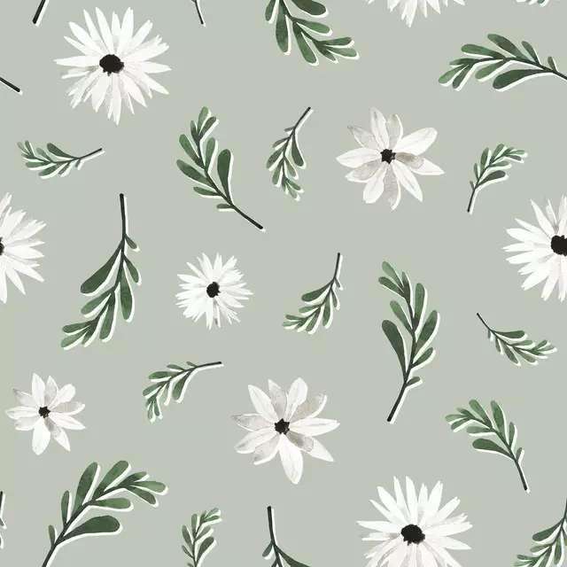 Sitzkissen Watercolor Florals Green