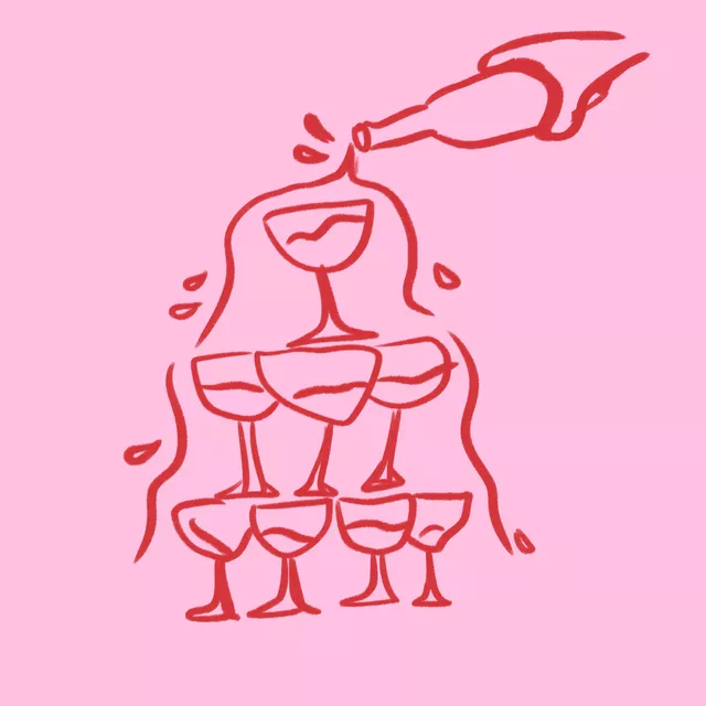 Geschirrtuch Champagnerbrunnen Pink