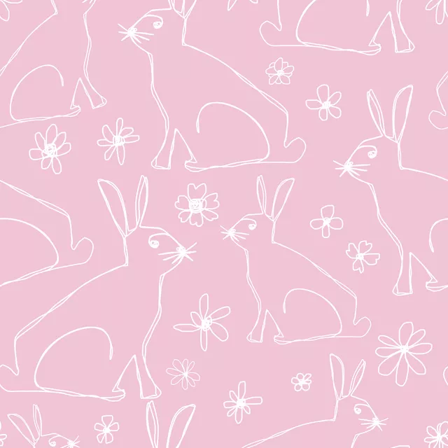 Bodenkissen One Line Rabbit Floral pink