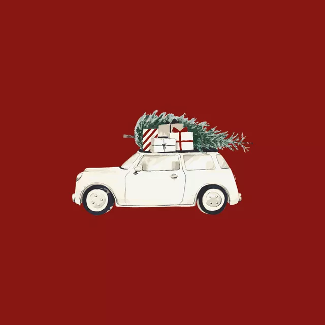 Kissen Weihnachtsauto rot