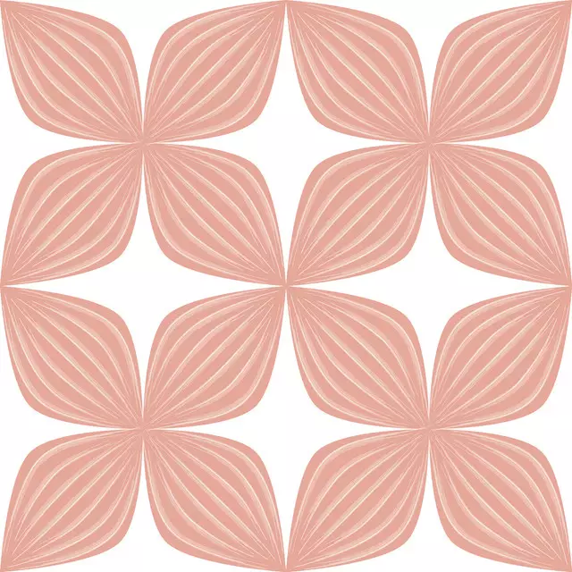 Raffrollo Geometric leaves - peach