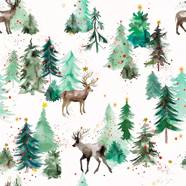 Raffrollo Reindeers Christmas Trees