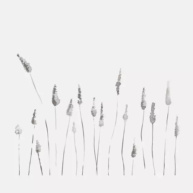 Kissen Gray Watercolor Reeds